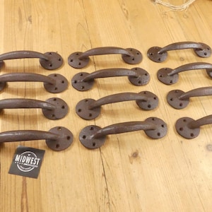 12 Cast Iron Handles, Barn Door Handles, Drawer Pulls, Gate Handles, Rustic Handle - By Midwest Craft House