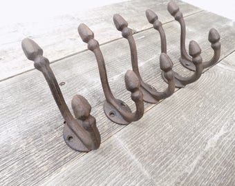 5 Rustic Coat Hooks, Acorn Hooks, Hall Tree Coat Hooks, Entryway Hooks, Coat Rack, Hat Rack, Farmhouse, Storage Hooks