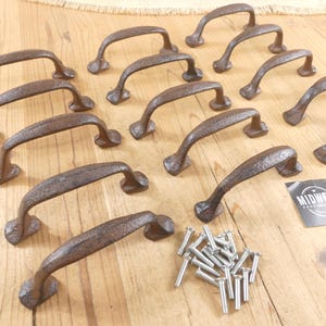 15 Cast Iron Handle Rustic Drawer Pull 5 1/4" Long With Screws Pulls Handles Cabinet Kitchen Cupboard Bathroom - By Midwest Craft House