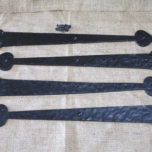 4 IRON DUMMY HINGES, Decorative Hinge, Black, Faux, Fake Hinges, Large, 16" Long, Strap