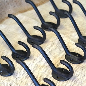 10 Black Coat Hooks, Cast Iron, Coat Rack Hook, Hat Rack Hooks, Entryway Hooks, Hall Tree Hooks, Backpack Hangers, Vintage Looking