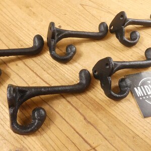 20 Black Cast Iron Coat Hooks – Rustic Schoolhouse Wall Hooks – Farmhouse Entryway Hardware – Vintage Looking Hook Set of 20 image 5