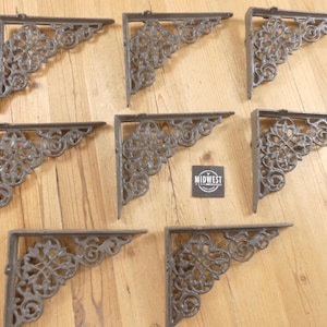 8 Rustic Cast Iron Shelf Brackets, Corbels, Braces, Bracket - By Midwest Craft House