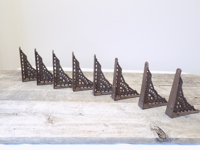 Midwest Craft House 8-Pack Cast Iron Shelf Brackets – Antique Style, White, 7.5x6 Inch, Farmhouse Corbels
