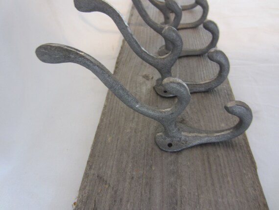 50 Cast Iron Hooks Triple Coat Hat Wall Vintage Hook Farm Coat Hook Ornate Cabin