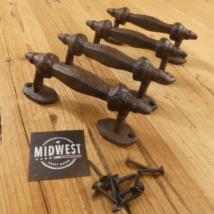 4 Barn Door Handles, Colonial, Door Handle, Pulls, Handles, Primitive, Antique Style, Cast Iron, Rustic, Farmhouse - By Midwest Craft House