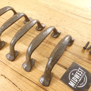 5 Cast Iron Handle Rustic Drawer Pull 5 1/4" Long With Screws Pulls Handles Cabinet Kitchen Cupboard Bathroom - By Midwest Craft House