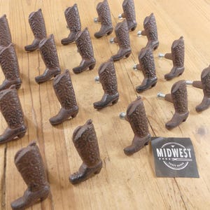 20 Cast Iron Boot Drawer Pulls With Attaching Screws, Handles, Cabinet Hardware, Bin Pull, Knobs, Handles- By Midwest Craft House