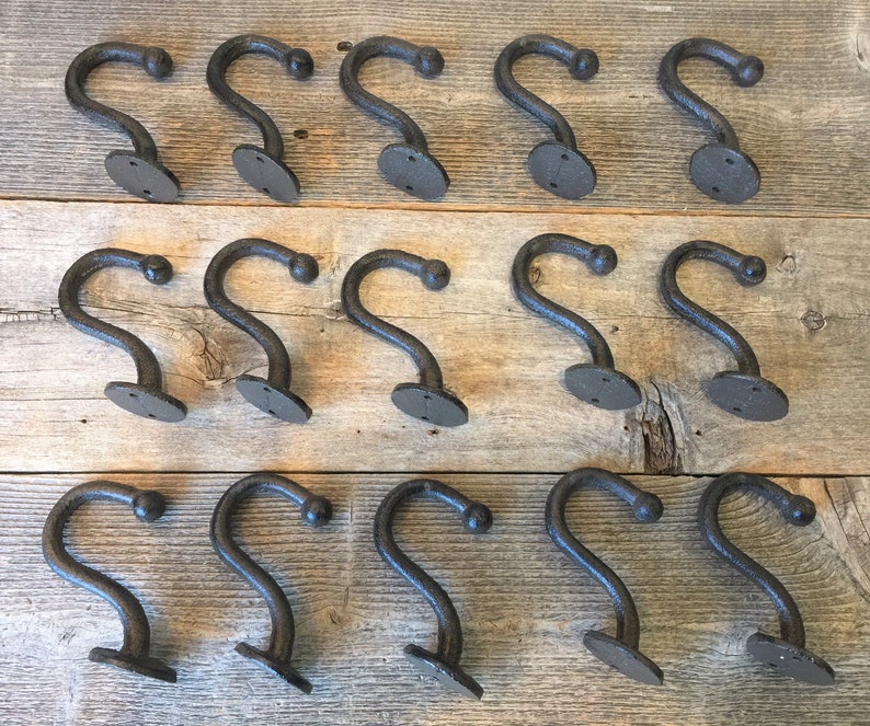 15 Hooks Rustic Cast Iron Entry Way Industrial U-SHAPE Look Towel Bath Coat Hat Bathroom Closet Hall Tree Restoration Tack Dog Leash Cup