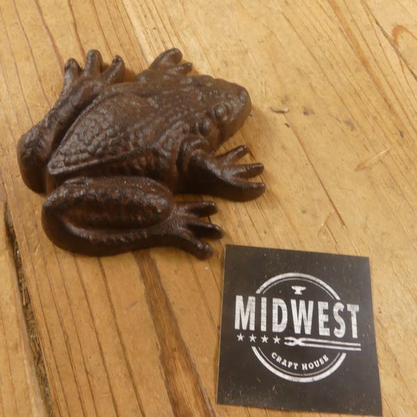 Cast Iron Frog Paperweight, Door Stop, Office Decor, Garden Decor, Decoration, Rock Garden - By Midwest Craft House