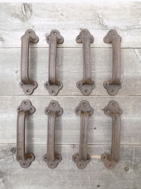 8 Large Rustic Cast Iron Barn Handle Gate Pull Shed Door 