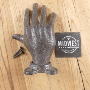 1 Cast Iron Door Handle, Hand, Large Handle, Rustic Brown Color, Large, Door Knob, Large Coat Hook, Farmhouse - By Midwest Craft House