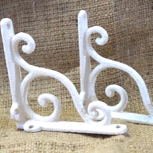 2 White Antique Style Brackets, Corbel, Shelf Brackets, Brace, 4"X4", Small