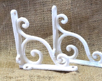 2 supports blancs de style antique, corbeau, supports d'étagère, entretoise, 4"x4", petit