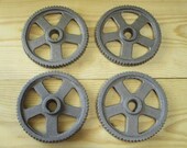 4 Cast Iron Gears, Sprockets, 5 3 4 quot Wide, Pulley, Steampunk, Industrial, Restoration, Wheel