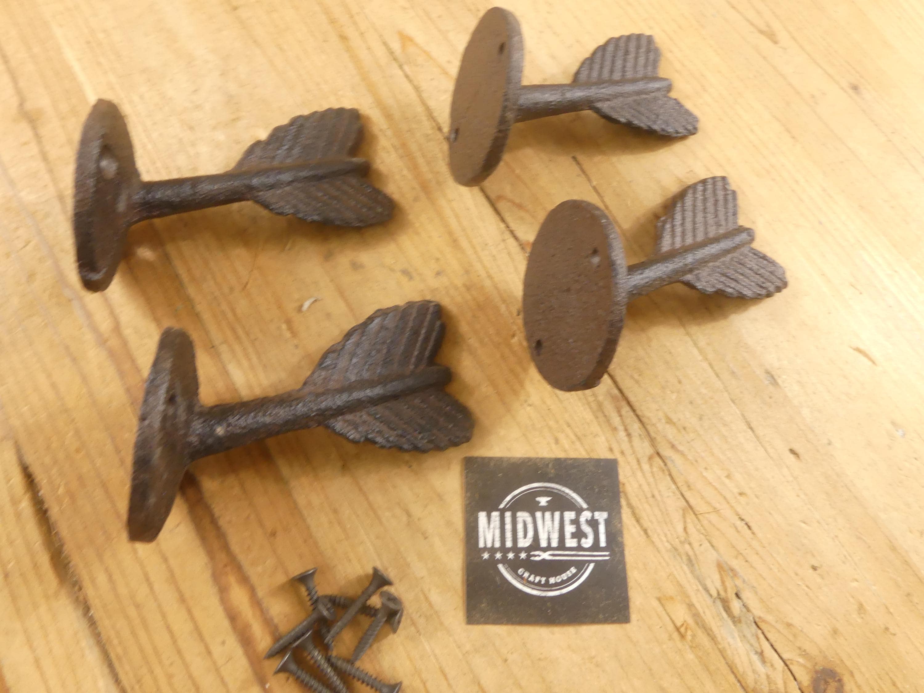 Cast Iron Arrow Hooks, Feather Hooks, Coat Hooks, Entryway Hooks