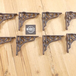 8 Antique Style Vine Shelf Brace Wall Bracket Cast Iron Metal SMALL 3 1/2" X 4 1/8" Bookshelf Corbels Plant Hanger - By Midwest Craft House