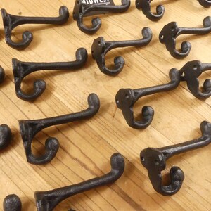 20 Black Cast Iron Coat Hooks – Rustic Schoolhouse Wall Hooks – Farmhouse Entryway Hardware – Vintage Looking Hook Set of 20 image 2