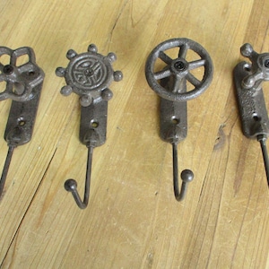 4 CAST IRON SPIGOT Hooks, Faucet Know Hooks, Coat Hooks, Hat Hook, Towel Hooks, Bath Hooks, Bathroom Decor, Coat Rack Hooks, Rustic Color