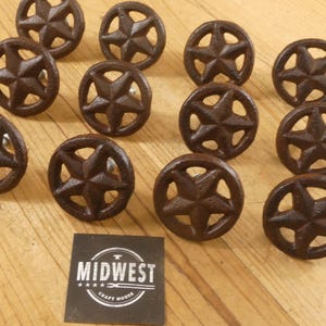 12 Cast Iron Pulls,  Drawer Pulls, 2&quot; Wide, Knobs, Supply, Cabinet Knobs, Texas Star, Western - By Midwest Craft House