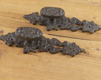 2 Large Cast Iron Door Handles, Barn Door, Pulls, Handle, Rustic Farmhouse, Gate, Shed, Brown, Decorative, Vintage Looking, Antique Style