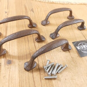 5 Cast Iron Handle Rustic Drawer Pull 5 1/4" Long With Screws Pulls Handles Cabinet Kitchen Cupboard Bathroom - By Midwest Craft House