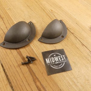 2 Bin Pulls, Drawer Pull, Iron, Metallic, 3 3/4" Wide, Cabinet Pull, Handle, Dresser Pull - By Midwest Craft House