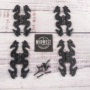 4 Butterfly Hinges, Cabinet Hinge, Chest, Gate, Screen Door, 4", Decorative, Cupboard Hinges, Black - By Midwest Craft House