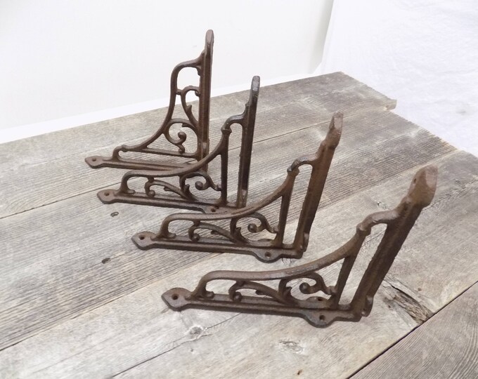4 Antique Style Shelf Brackets Cast Iron Corbels Braces 5 Etsy