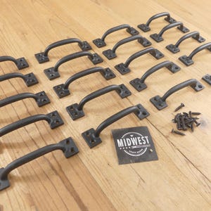 20 Cast Iron Drawer Pulls, Window Pulls, 4" Long, Cabinet Handles, Small, Matte Black, Charcuterie Board Handles - By Midwest Craft House