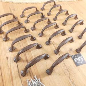 20 Cast Iron Handle Rustic Drawer Pull 5 1/4" Long With Screws Pulls Handles Cabinet Kitchen Cupboard Bathroom - By Midwest Craft House