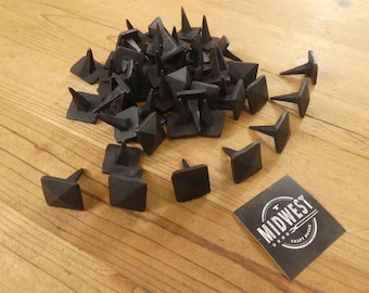 50 IRON CLAVOS NAILS Forged Decorative Craft Tack 1" Wide 1 1/4" Nail Square Black - By Midwest Craft House