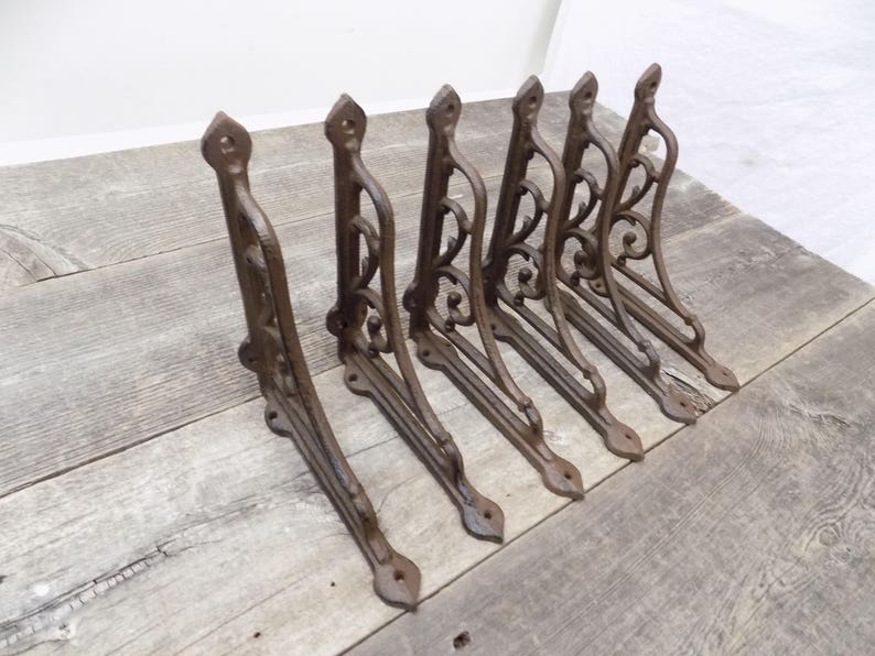 6 Antique Style Shelf Brackets Cast Iron Corbels Braces 5 Etsy