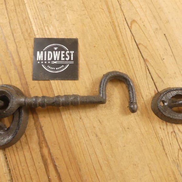 CAST IRON HOOK And Eye Latch, Lock, Door Lock, Barn Door Lock, Rustic Latch, Gate Latch, Cupboard, Window - By Midwest Craft House