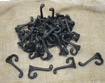 15 Black Cast Iron Hooks 3 1/4", Wall Mounted Hook, Coat Hooks, Entryway Hook, Coat Rack