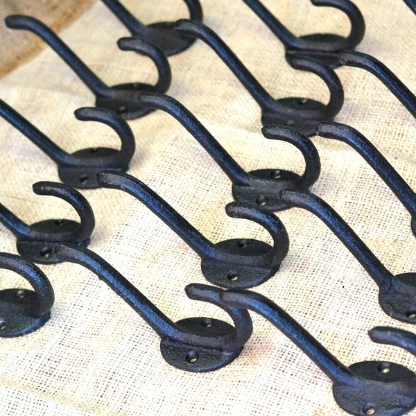 20 Cast Iron Black School Style Coat Hooks Hat Hook Rack Hall Tree Restoration Primitive Closet Home Decor Mud Room Tack Wall