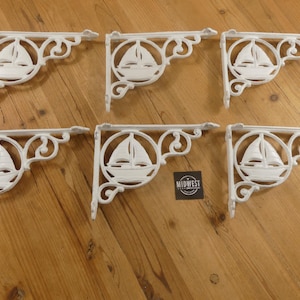 6 Cast Iron Sail Boat Brackets, Corbels, Braces, Shelf Brackets, 9&quot; X 6 3/4&quot;, Nautical Decor - By Midwest Craft House