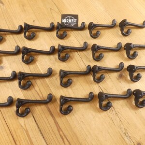 20 Black Cast Iron Coat Hooks – Rustic Schoolhouse Wall Hooks – Farmhouse Entryway Hardware – Vintage Looking Hook Set of 20 image 4