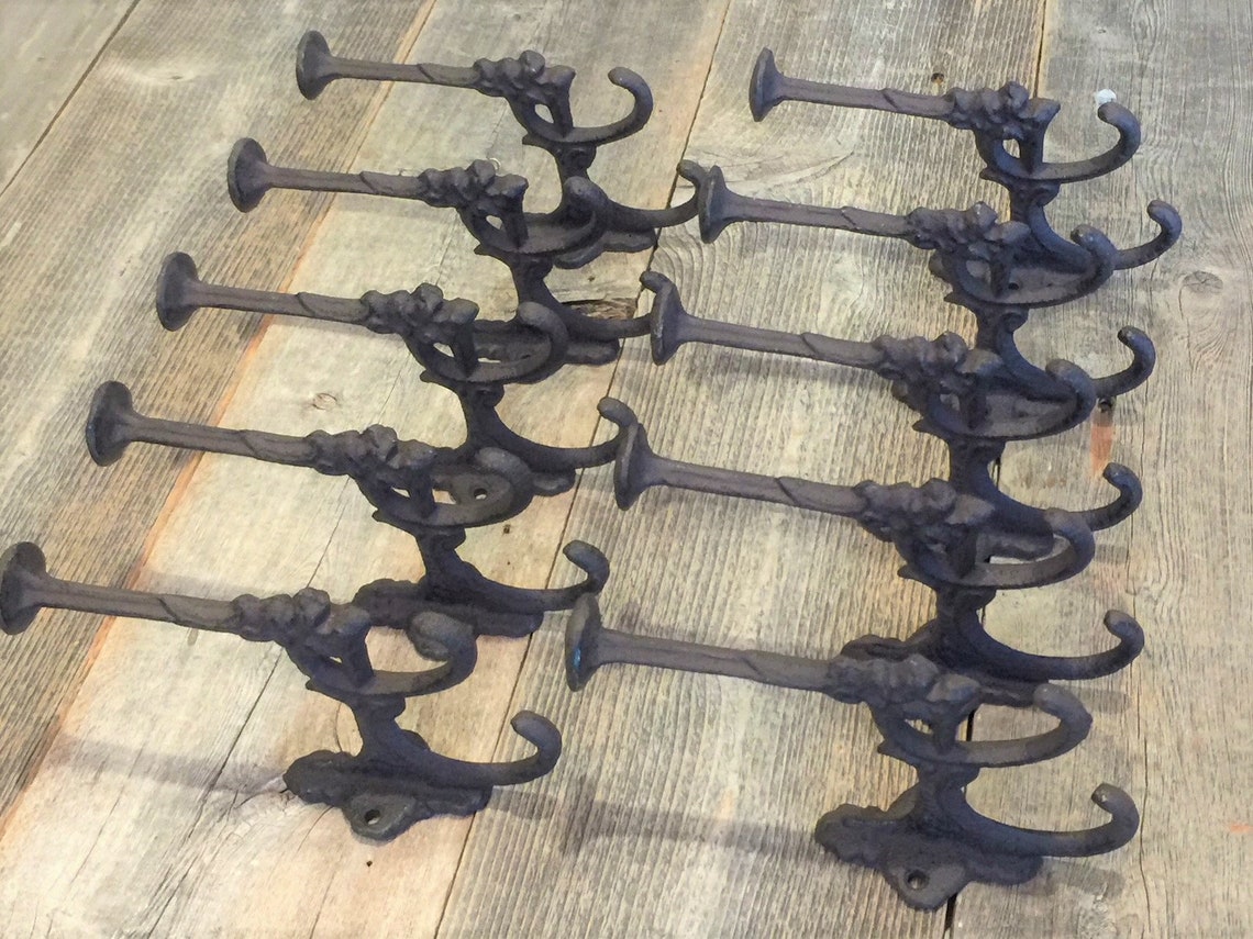 10 Rustic Wall Mounted Hooks Victorian Hall Tree Hooks Etsy