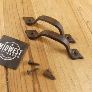2 Cast Iron Handles, Door Pulls,  4 5/8" Long, Handles, Supply, Cabinet Pulls, Gate Handle - By Midwest Craft House