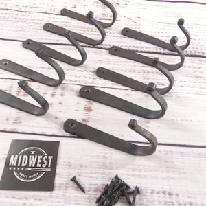 10 Coat Hooks, 4" Long, U-Shape, Simple, Primitive Looking, Hall Tree Hooks, Coat Rack Hook, Hat Rack, Entryway - By Midwest Craft House