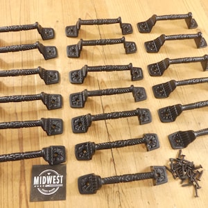 20 Cast Iron Handles, Door Pulls, 5 1/2" Long, Handles, Cabinet Pulls, Gate Handle, Black, Charcuterie Board - By Midwest Craft House