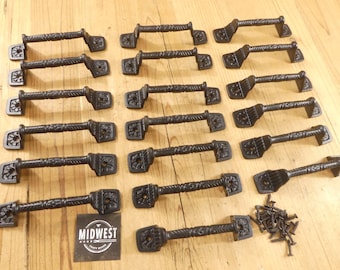 20 Cast Iron Handles, Door Pulls, 5 1/2" Long, Handles, Cabinet Pulls, Gate Handle, Black, Charcuterie Board - By Midwest Craft House