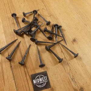 50 IRON CLAVOS NAILS, Coat Hooks, Hook, Forged Decorative Craft Tack 3/4&quot; Wide 3&quot; Nail Medieval Art - By Midwest Craft House