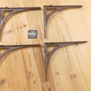 4 Cast Iron Brackets, Shelf Braces, Shelving, Mantle Supports, Rustic Cast Iron, Corbels, 7 5/8" X 9 1/2" - By Midwest Craft House