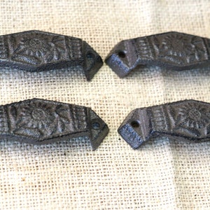 20 CAST IRON BROWN TOTAL LENGTH PULLS DRAWER CABINET BIN HANDLES RUSTIC