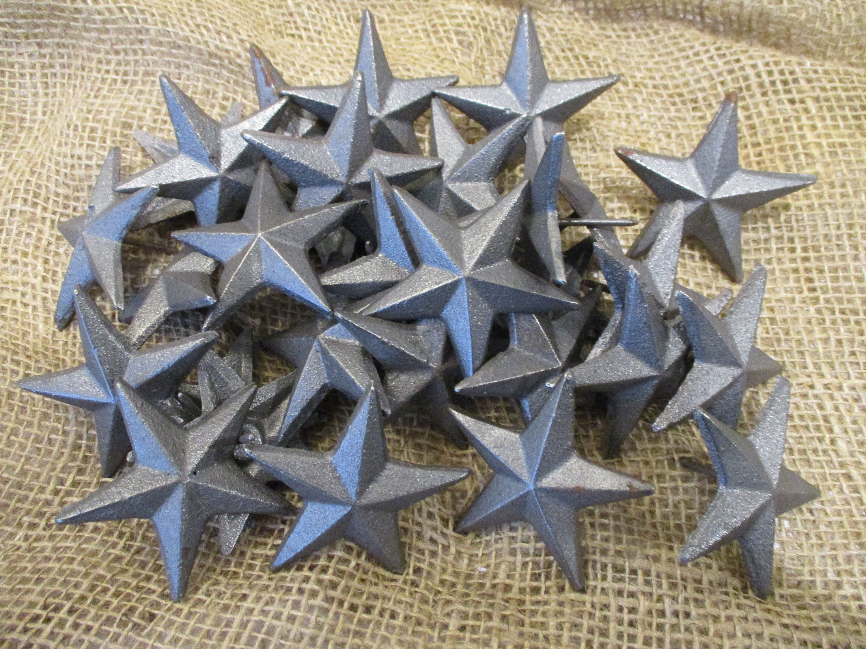 25 Rustic Star Nails Craft Pins 3 1//2/" Cast Iron Decorative Wall Decor Texas