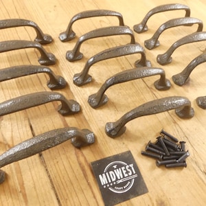 15 Cast Iron Handle Rustic Drawer Pull 5 1/4" Long With Screws Pulls Handles Cabinet Kitchen Cupboard Bathroom - By Midwest Craft House