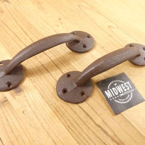2 Cast Iron Handles, Barn Door Handles, Drawer Pulls, Gate Handles, Rustic Handle, Charcuterie Board - By Midwest Craft House