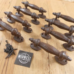 8 Barn Door Handles, Colonial, Door Handle, Pulls, Handles, Primitive, Antique Style, Cast Iron, Rustic, Farmhouse - By Midwest Craft House